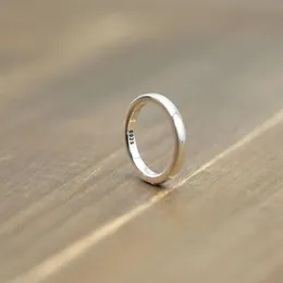 Anello in argento sterling S925 personalizzato classico stile di moda semplice coppia liscia anelli gioielli semplici per inviare regalo amante2646