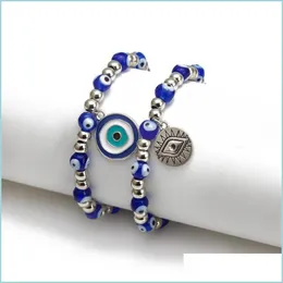 Beaded Strands Evil Demon Eye Glass Beaded Strands Bracelet Couples Men Women Blue Eyes Bracelets Drop Delivery 2021 Jewelry Dhseller Dh5Gn