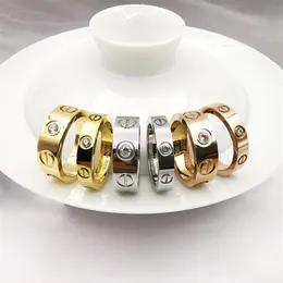 Gioielli di lusso 4mm 6mm Love Ring Set Diamond Rose Gold Designer Anelli per coppie Matrimonio o regalo con custodia originale278A