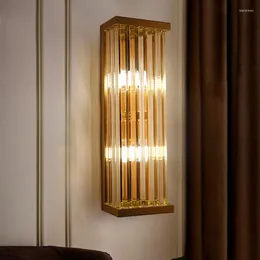 벽 램프 포스트 모던 미니멀리스트 램프 침실 침대 옆 거실 복도 수정 유리 더블 헤드 창조적 인 장식 브래킷 라이트