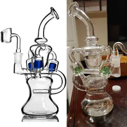 Backwater Filter Bongs Recycler Perc Hookahs Fab 계란 물 유리 파이프 Oil Dab Rigs with 14mm Joint Smoking Ash Catcher Bubbler