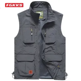 Herrvästar fgkks män mesh väst flerfickan snabb torr ärmlös jacka reporter lös utomhus casual tunt fiske waistcoat hane 220920