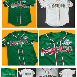 Glatop Quality 1 México personalizado Jersey White Green Stitched Baseball Jersey Size S-4xl