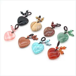 Charms 30Mm Assorted Heart Natural Stone Knot Rope Charms Pendants For Diy Jewelry Making C3 Drop Delivery 2021 Findings Components Dh Dhtqy