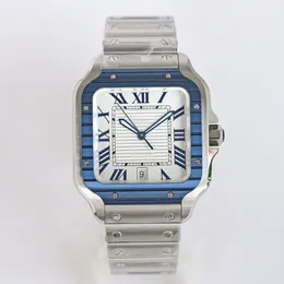 Dla mężczyzn luksusowy zegarek Square Srebrna szary tarcz 39,8 mm rzymski cyfrowy szafir szafir