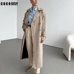 Damen-Trenchmäntel, Trenchcoat für Damen, lange Ärmel, Gürtel, zweireihig, Damen-Windjacke, Casaco feminino 220919