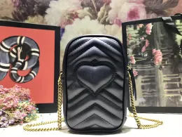 2022 Marmont Mini Chasins Cross Body Baged Кожаное сердце тисненое металлическое буква сотовое телефон карманная сумочка дизайнер кошелек 598597