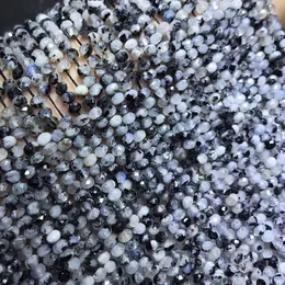 Perlen natürlicher schwarzer Rutilmondstein 3 4 mm facettierte Rondelle Samenrad Charm für Schmuckherstellung DIY Armband Halskette