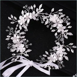 Tiaras Gold Floral Kristal Gelin Düğün Kafa Parçası Gelin Teave Govear Head Bandı Saç Bandı 100%El yapımı Kadın Parti Aksesuarları RE3033 72 DH8SB