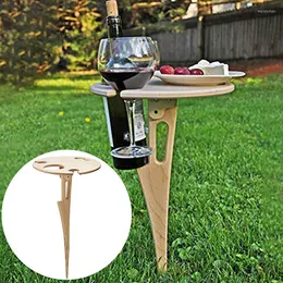 Meble obozowe stół wina zewnętrzny składany przenośny drewniany drewniany prosty instalacja piknikowa stojak na trawnik GQ