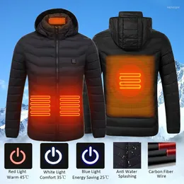 Herrarna Down Men's Parkas Men Winter USB Heat Jackets Smart Thermostat Women Warm Hooded Heated Clothing Fever 2 Places