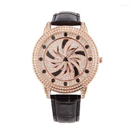 Wristwatches 2022 Top Brand Watch Ladies Rose Gold 360 Degree Rotation Women Woman Diamond Quartz Watches Clock Relogio Feminino