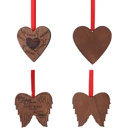 Christmas Decorations Wood Heart Love Blank Unfinished Natural Crafts pendant Supplies Wedding Ornaments Laser blank woods ornament