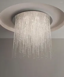 Żyrandole nowoczesne okrągłe oświetlenie żyrandol LED Clear Crystal String Lampa sufitowa Art Deco Home Light Funkcja jadalna sypialnia willa