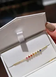220913080 Women's Jewelry chain bracelet rainbow square sapphire au750 18k yellow gold 16/18cm adjustable gem stones fashion girl gift idea