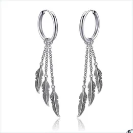 Dangle Chandelier 4 Style klips na nurkowatach dla mężczyzn Nonking Kpop Kpop Feather Wiszące fałszywe stal ze stali nierdzewnej Hie Hoop C3 Drop D DHB74