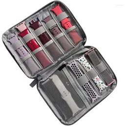 Titta på lådor Multifunktion Portable Strap Organizer Band Box Storage Bag Watchband Holder Travel Case Pouch Grey Black