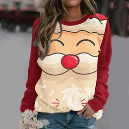 Frauen Hoodies Frauen 3d Santa Claus Peints mit Hut Weihnachtsdruckpullover Sweatshirts Langarm Sudadera Mujer