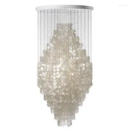 Lampade a sospensione Illuminazione creativa Lampadari Villa Lampadario Semplice e moderno Soggiorno Shell Duplex Building Grande