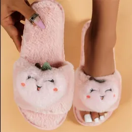 Chinelos outono e inverno dos desenhos animados das mulheres chinelos de fundo plano casa peludo mulheres sapatos de algodão chinelos zapatos mujer 220921