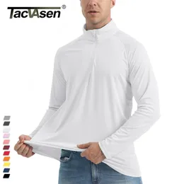 القمصان للرجال Tacvasen UPF 50 T-Sunuv Protection T-Shirt 14 Zip Pullover Outdoor Fishing Swimming Performance UV Tee Tops 220920