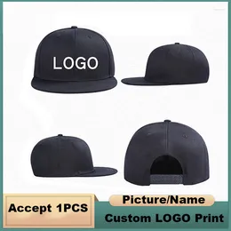 Ball Caps 1PC DIY Customized LOGO Summer Cotton Cap Baseball Snapback Hat Hip Hop Fitted Gorras Hats For Men Women