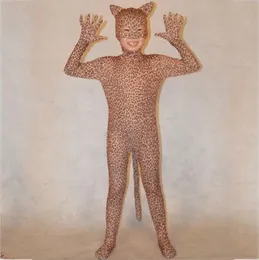 Lycar Spandex Kids Catsuit Comple Leopard Assuth Animal Zentai Compulal Cosplay Phemsuit Open With With Ears and Tail