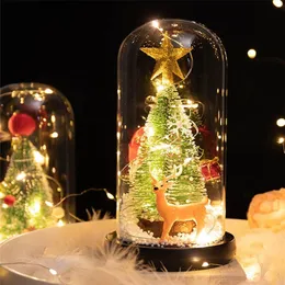 Decorações de Natal Árvore de Natal Elk Papai Noel Claus na capa de vidro Luzes LED Decorações de Natal para casa Ornamento de Natal 2023 Presente Navidad 220921