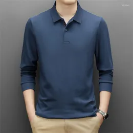 Мужские половые футболки мужские футболки хлопчатобумажной рубашка с твердым цветом лацка с длинным рукавом