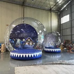 Aufblasbares Weihnachts-Schneekugel-Kuppelzelt mit Gebläse, 2 m/3 m/4 m, austauschbarer Hintergrund, menschliche Schneekugeln, klares Haus