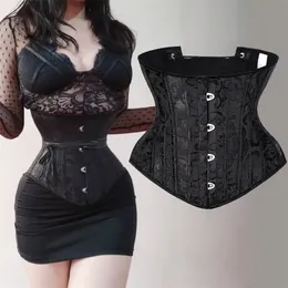 Midja mage shaper underbust korsett sexig gotisk busiter stål benad tränare kort torso kvinnor bantande mantel landdle cincher spets upp 220921