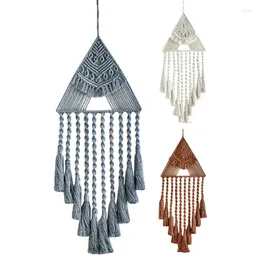 Dekorativa figurer Boho Dream Catcher Triangle Macrame virkning vägg hängande gotisk dekor konst bohimia gåva för sovrumskambarn