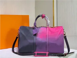 HH M59943 Keepall Bandouliere 45 Travel Bag Spring The City Duffel Bags 화려한 여름 2022 대용량 모노그램 꽃 선 라이즈 파스텔