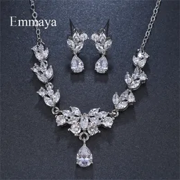 Autres ensembles de bijoux Emmaya Marque Magnifique Charme Forme De Fleur Or Blanc AAA Cubique Zircon Cristal Boucles D'oreilles Collier Ensemble Pour Femmes Mariée Bijoux Cadeau 220921