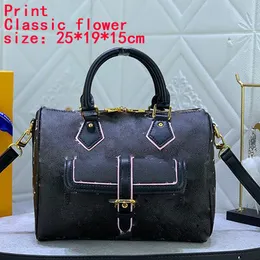 Nano Speedy Bandouliere Bag Designer Black Embossed Leather