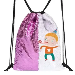 Party Supplies Sublimation Sequins Drawstring Bag Outdoor Glitter Pouch Bag for Travel Shiny Bracelet Backpack Stripper Bags