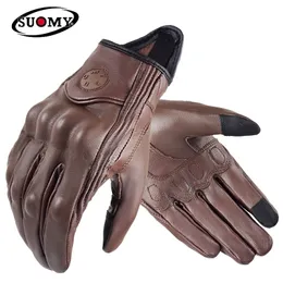 Luvas de cinco dedos Suomy Vintage Leather Motorcycle Full Deding Motorbike Equipment Men masculino Brown ATV Rider Sports Protect Glove Guantes 220920
