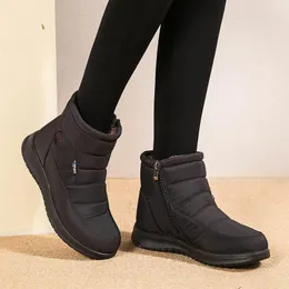 Boots Women 2022 أحذية شتوية للثلوج منخفضة الكعب Botas Mujer حافظ على دافئة في الكاحل الكاحل Botte Femme