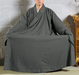 Etniska kläder unisex springautumn högkvalitativ linencotton buddhist zen låg Shaolin Monk Robe Buddha Meditation Suits