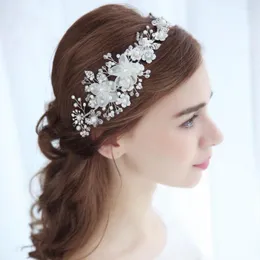 Nakrycia głowy HP275 Perła Wedding Hair Akcesoria pałąka ślubna Sliver Bride Jewelry Crystal Headpiece Kobiety Flower Tiara Nekury