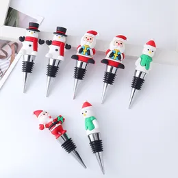 Christmas Wine Bottle Stopper Reusable Santa Snowman Decorative Wine Accessories Kitchen Table Decoration