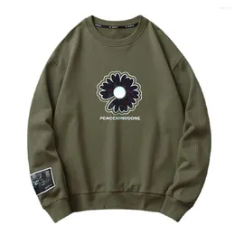 Erkek Hoodies Streetwear Chrysanthemum Baskı Üst Bahar ve Sonbahar Yuvarlak Boyun Külot Leisure Sports Sweater Erkek 9 Renk Mevcut