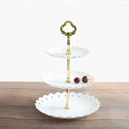 Festive Supplies 3 Tier Cake Stand Afternoon Tea Wedding Plates Party Tableware Bakeware Plastic Tray Display Rack Decorating Tools