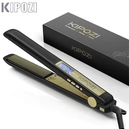 Prostownicze włosów Kipozi Profesjonalne warstwy podwójne Volotag natychmiastowe ogrzewanie płaskie żelazo 2 w 1 Curler LCD Digital wyświetlacz 220921