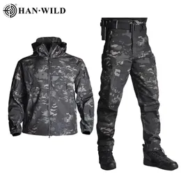 Men's Jackets 5XL Tactical Clothing Jackets Pants Men Fleece Jacket Army Windproof Camo Hunting Suit Windbreakers Military Hiking Soft Shell 220921