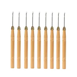 Оптовые крючки иглы для волос инструменты для удлинения волос в крючке деревянная ручка парик