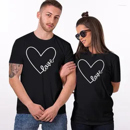 Camisetas de hombre Camisetas de hombre Parejas de hombres Camisa de amante Día de San Valentín Carta de amor Imprimir Tops Mangas cortas Casual Slim Fit Top