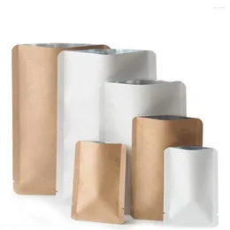 Torby do przechowywania 100pcs grube papierowy papier otwartej torby kawa herbata proszek płaski folia aluminiowa wewnętrzna ciepło uszczelniające jedzenie torebki opakowania