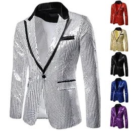 Herrenanzüge Blazer Stilvoll Lässig Slim Fitness Formal One Button Büro Mantel Top Pailletten Jacke Masculino Männer 220920