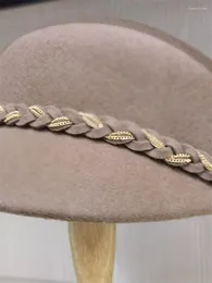 Berets 202209-2508373 Drop Winter Gold Button Thin Chain Twist Braids Fashion Lady Octagonal Hat Women Visors Cap